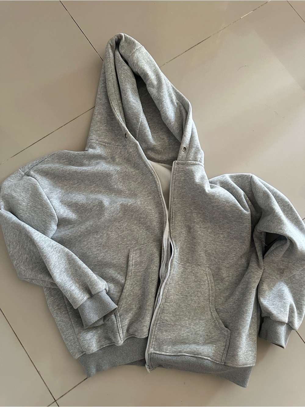 Kids Grey Hooded Zip-Up Jacket